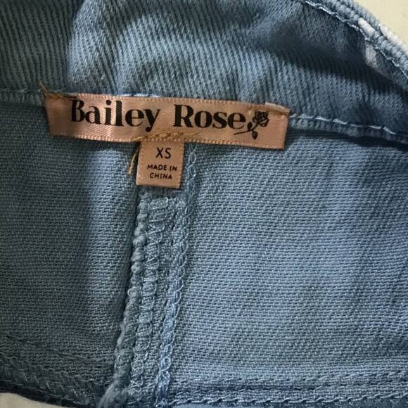 BAILEY ROSE SZ XS light blue denim distressed daisy print mini skirt NWT B86 - Picture 4 of 10